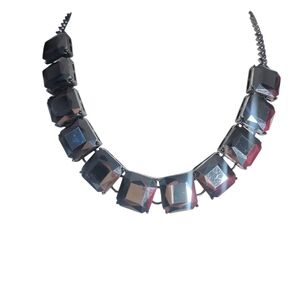 Express Faceted Black Gemstone Collar Necklace Gunmetal Statement